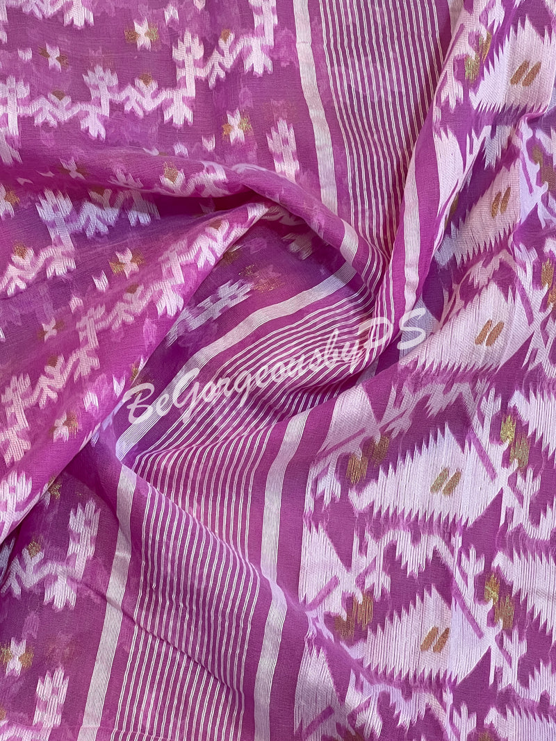 JAMDANI HALF SILK LAVENDER SAREE