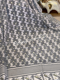 JAMDANI HALF SILK GREY SAREE