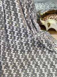 JAMDANI HALF SILK GREY SAREE