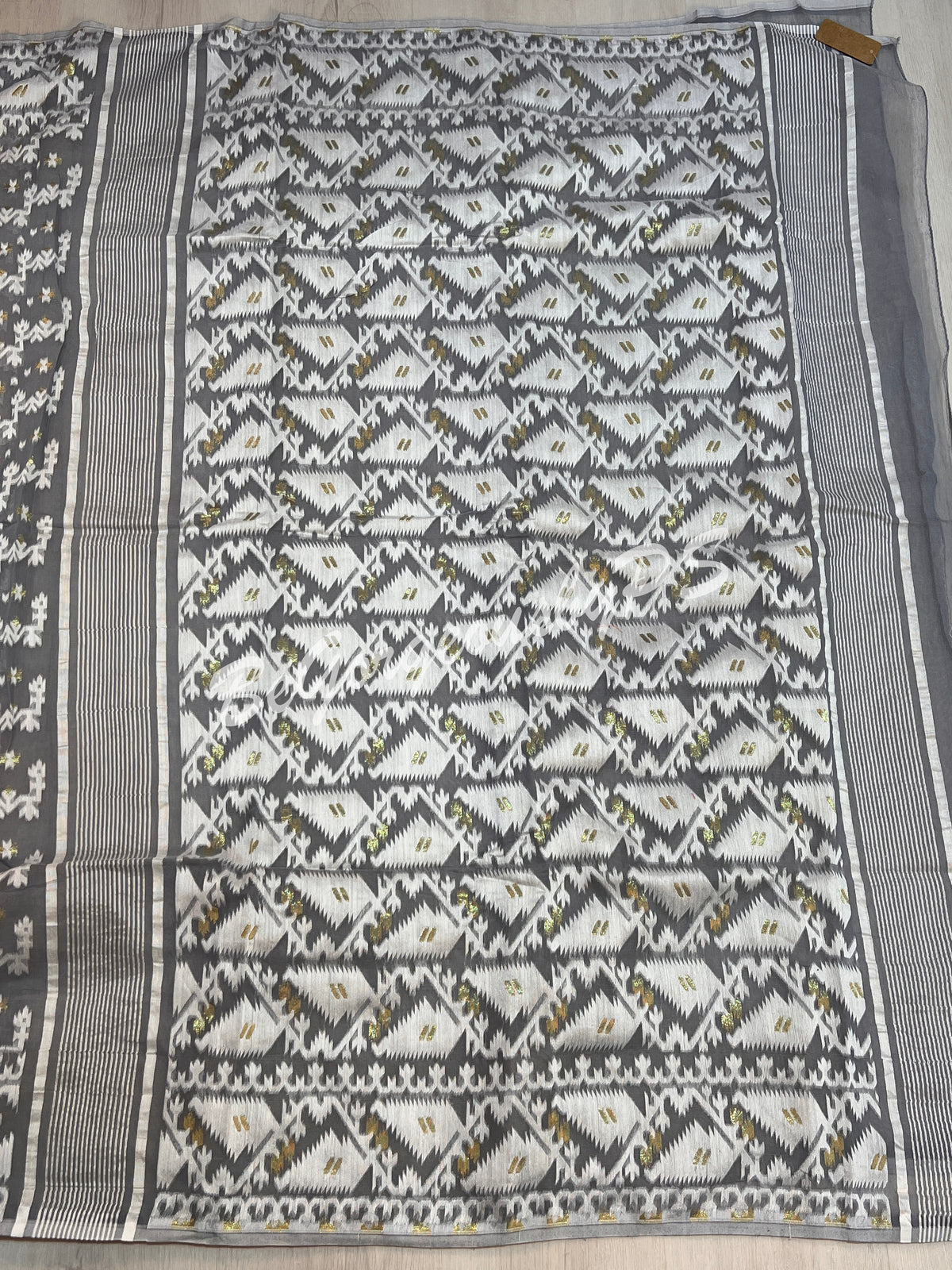 JAMDANI HALF SILK GREY SAREE