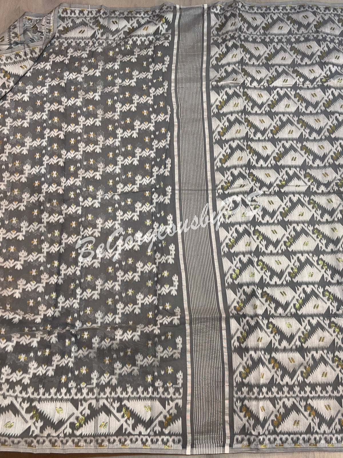 JAMDANI HALF SILK GREY SAREE