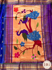 Paithani Kagdi Padar Handloom - Blue saree color - blue