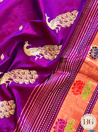 Paithani Shoulder Peacock Handloom - Purple saree