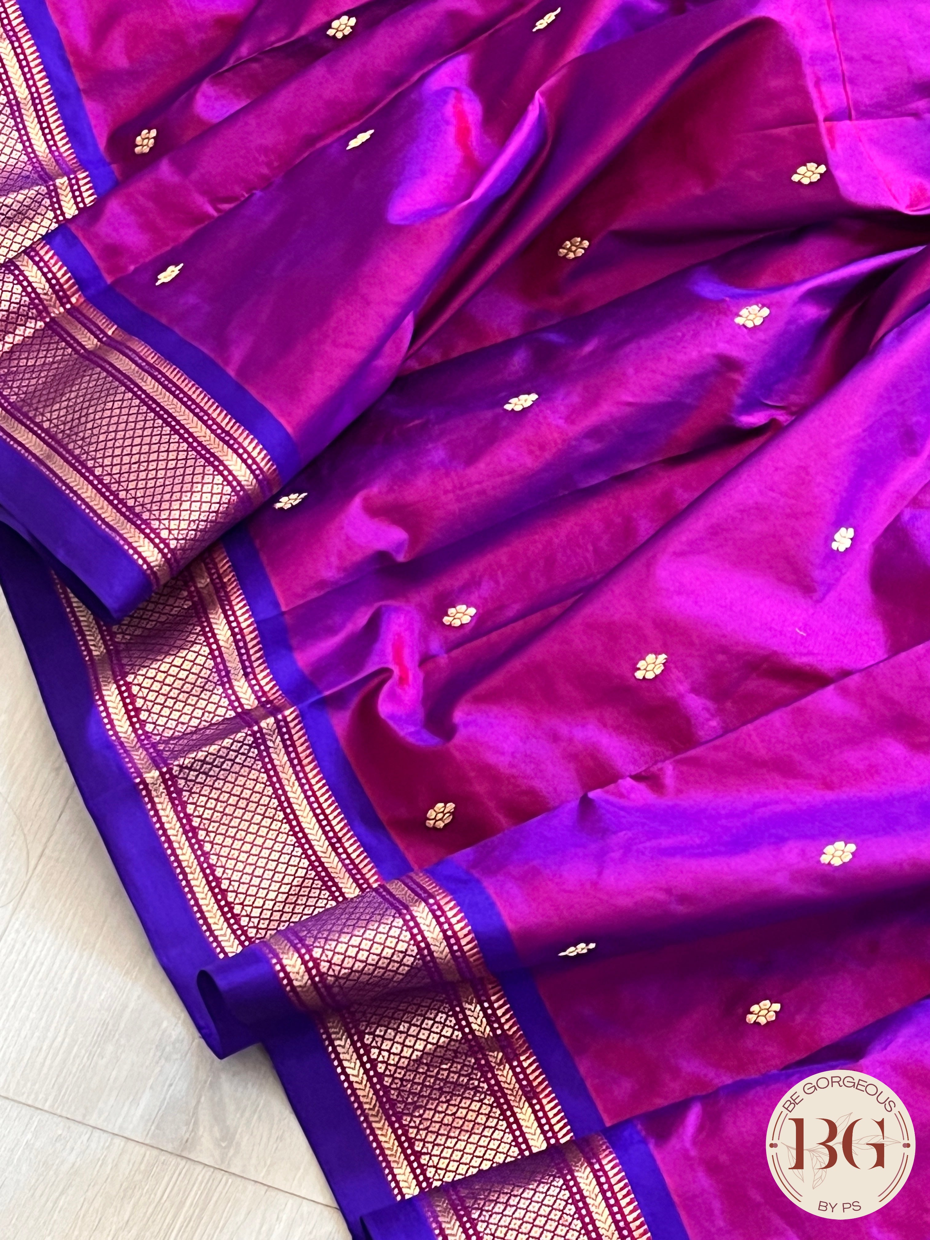 Paithani Shoulder Peacock Handloom - Purple saree