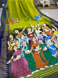 Pattachitra dancing ladies on cotton silk