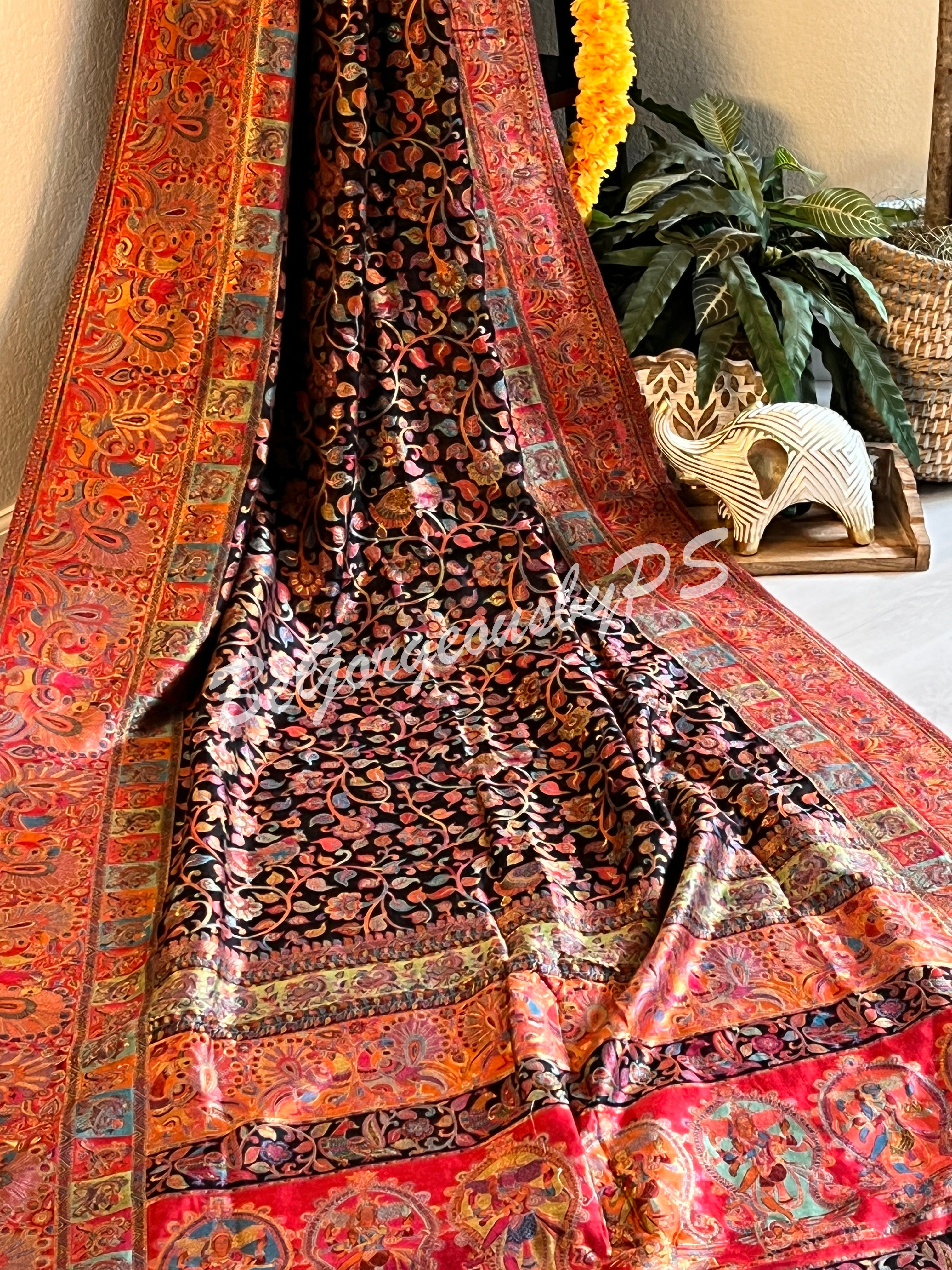 Kashmiri Silk Saree With Weaving Work Blouse Latest Fancy Saree Wedding Sari  Designer Sari Blouse Bollywood Party Wear Saree for Woman KP - Etsy