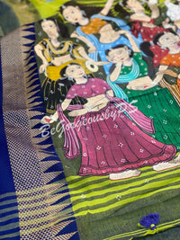 Pattachitra dancing ladies on cotton silk