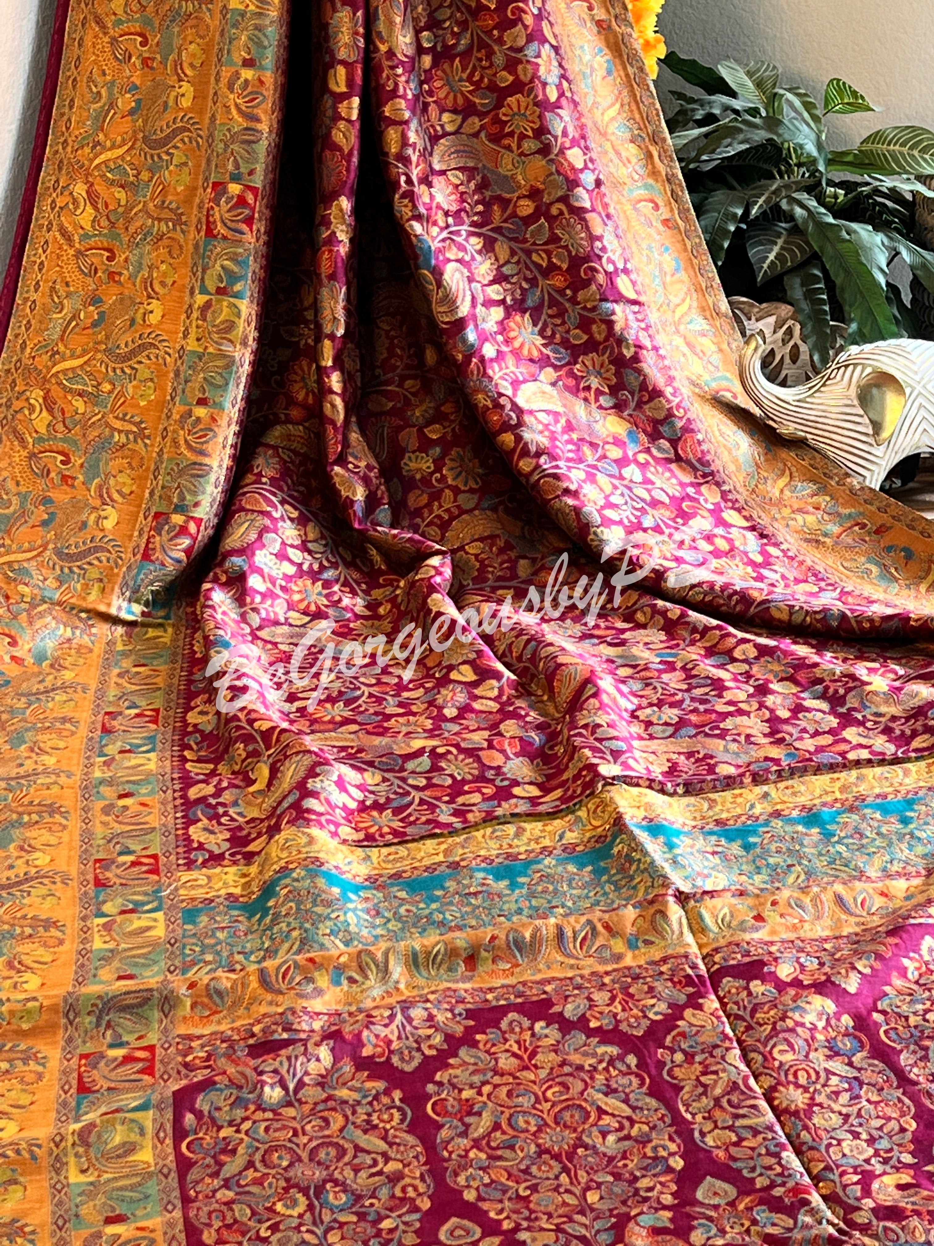 Pashmina Silk Kani Kashmiri Saree megenta