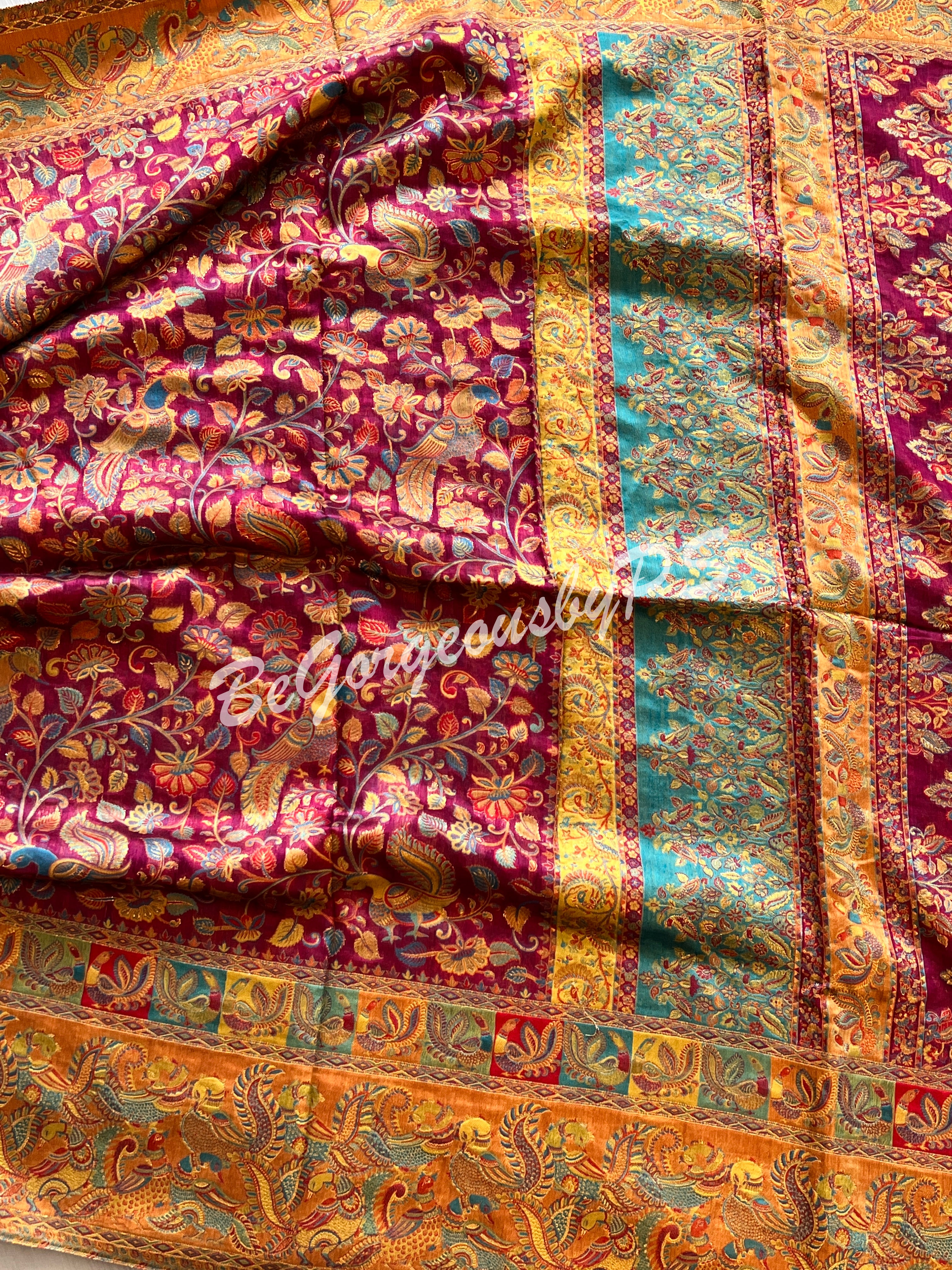 Pashmina Silk Kani Kashmiri Saree megenta