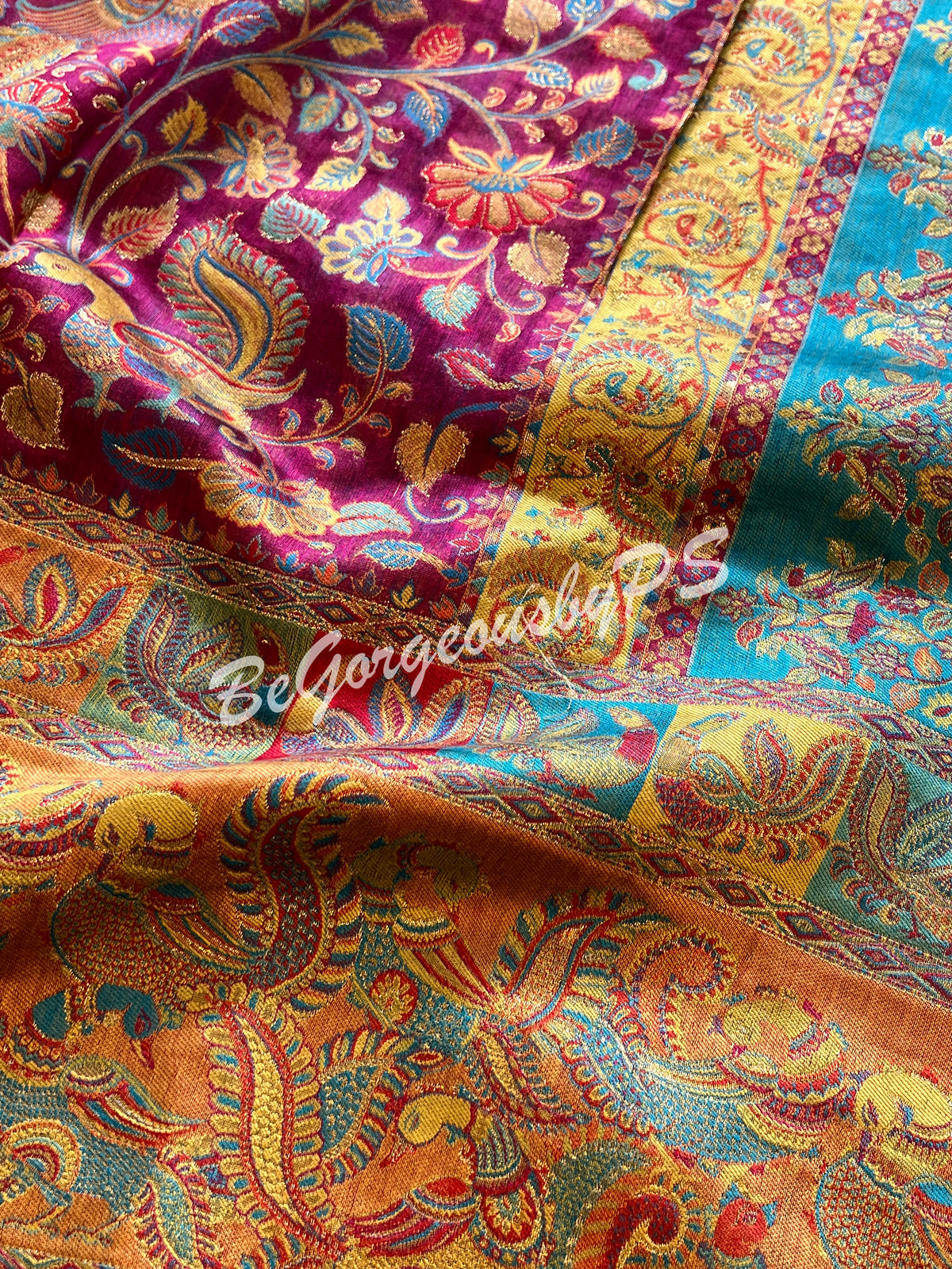 Pashmina Silk Kani Kashmiri Saree megenta