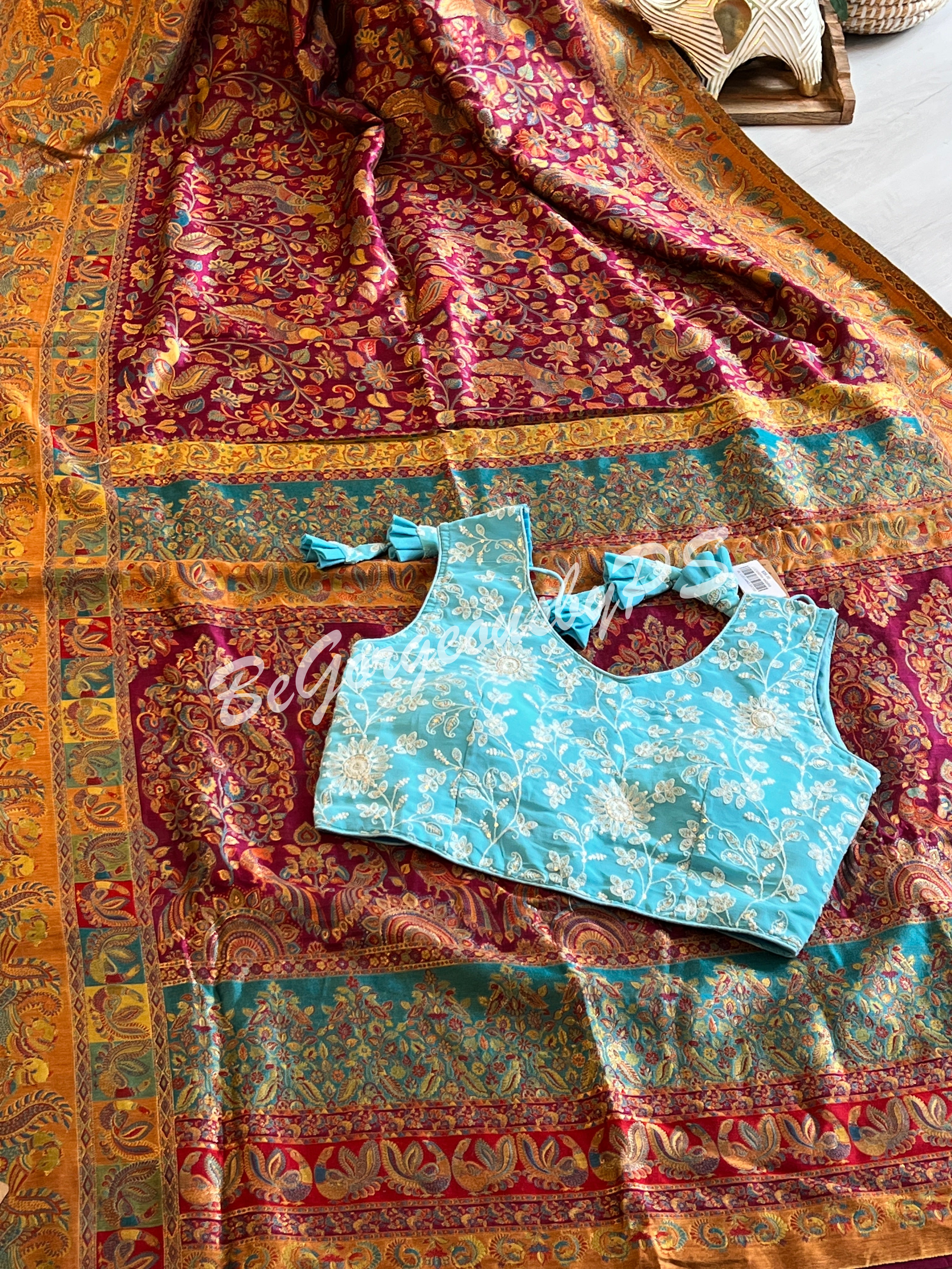 Pashmina Silk Kani Kashmiri Saree megenta