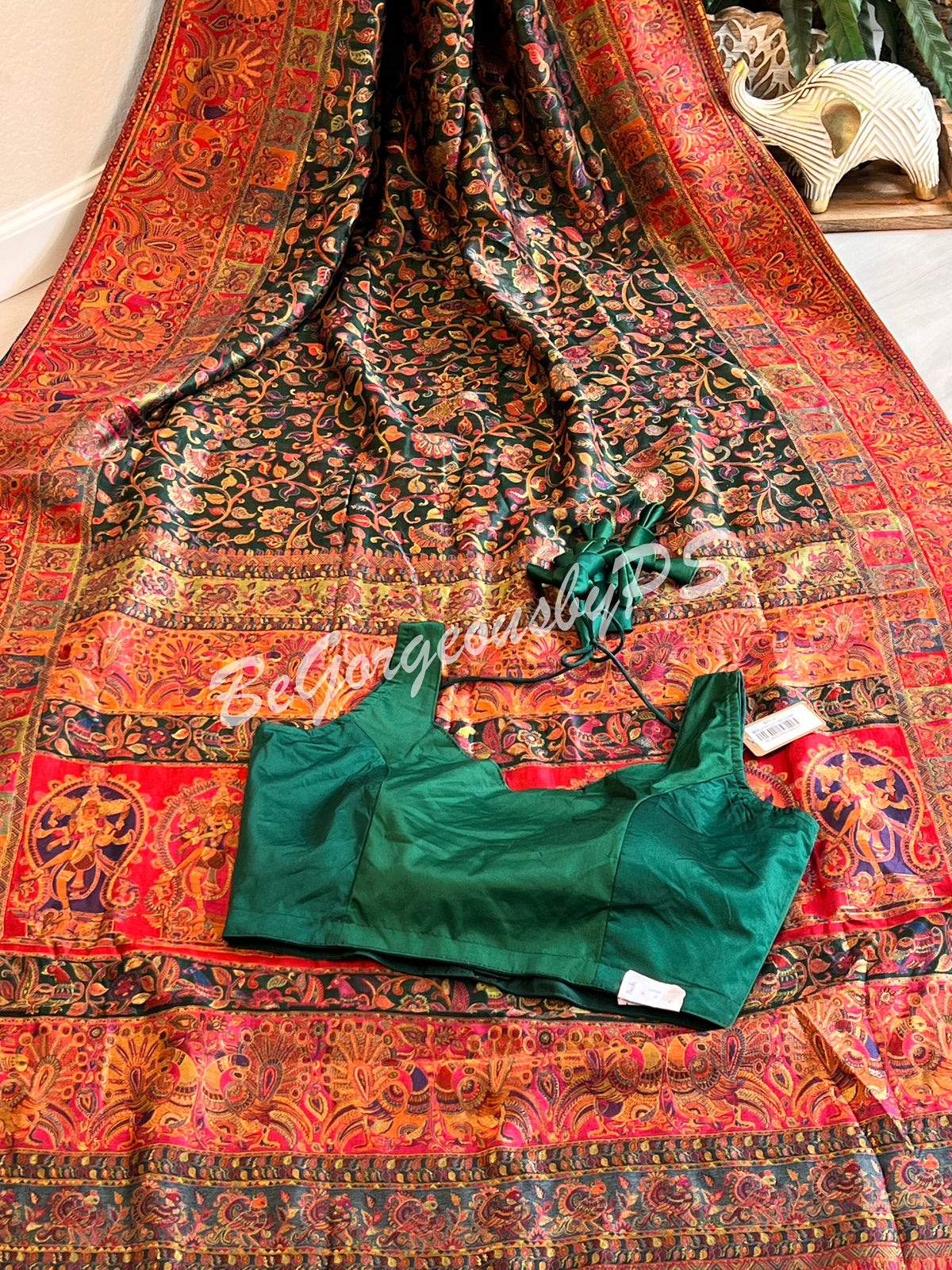 Pashmina Silk Kani Kashmiri Saree green