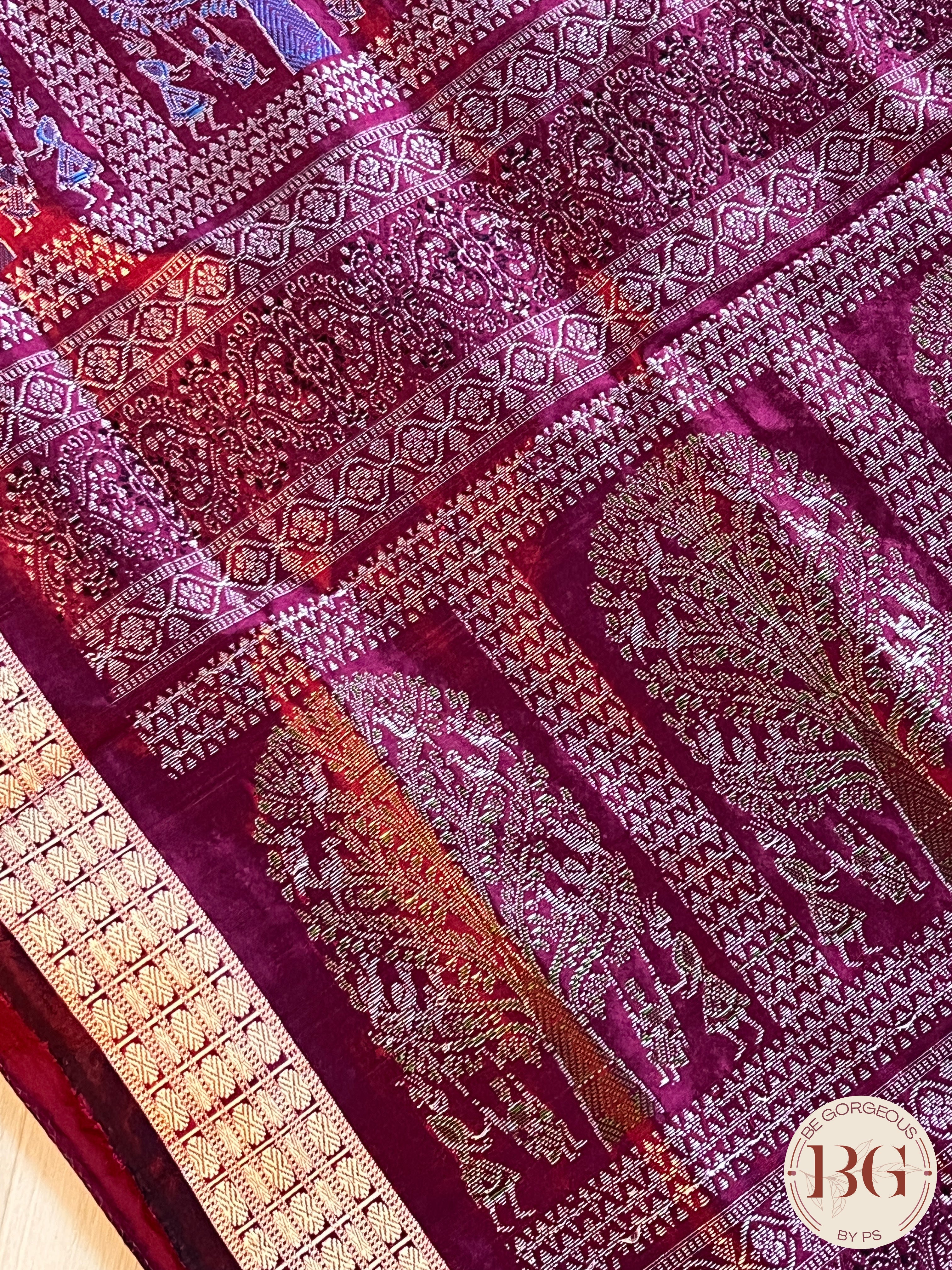 Bomkai silk Rajo doli handloom saree color - peacock green