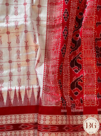 Hazar butta pure sambalpuri silk saree color - white
