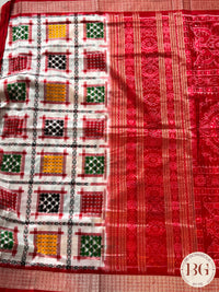 Double Ikkat Ashwini silk sambalpuri handloom saree color - white
