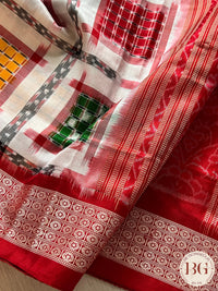 Double Ikkat Ashwini silk sambalpuri handloom saree color - white