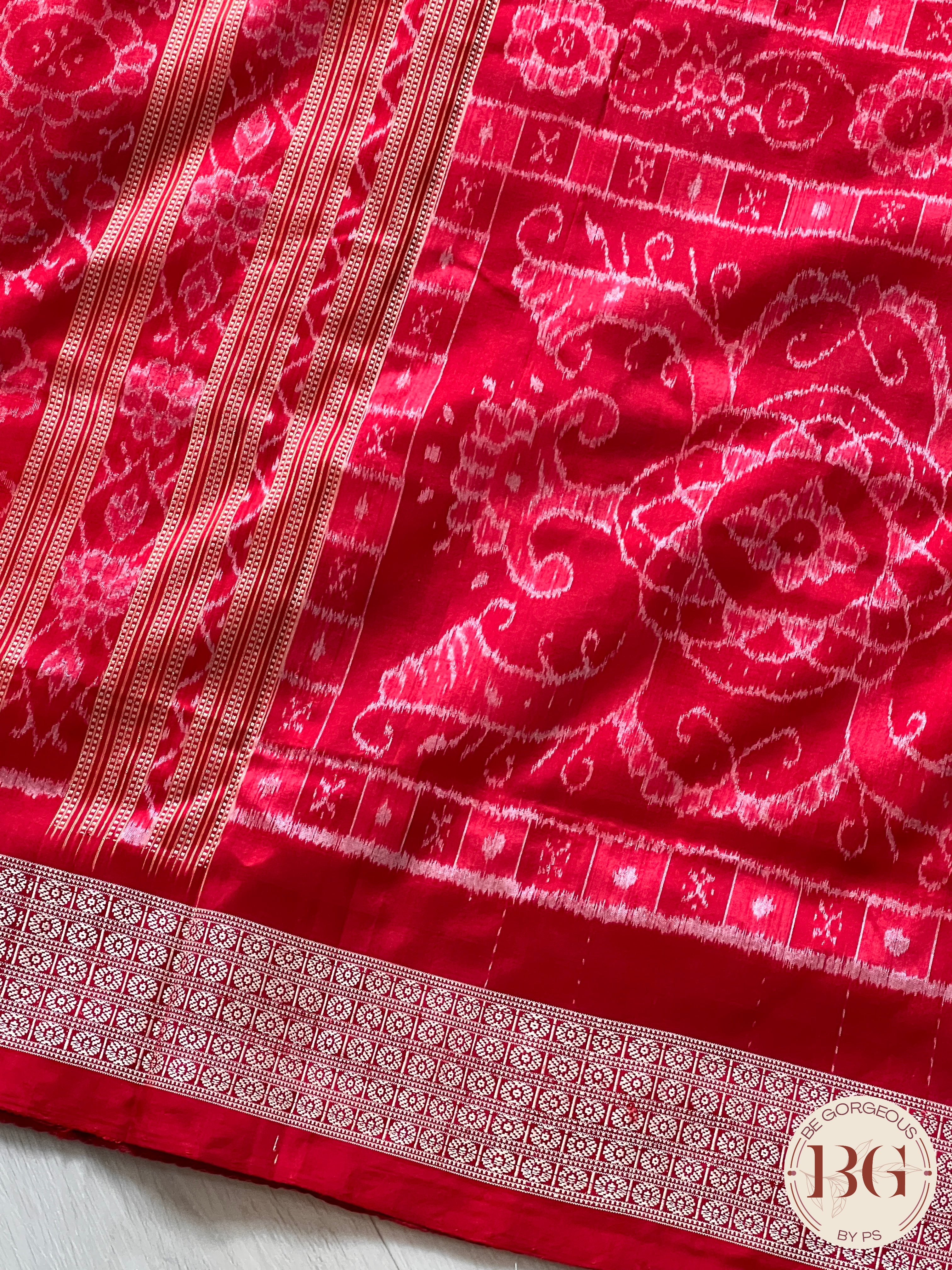 Double Ikkat Ashwini silk sambalpuri handloom saree color - white