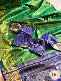 SOFT SILK SOFT SILK GREEN BLUE comes with a stitched blouse