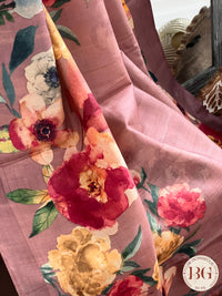 Tussar with floral digital prints saree color - purple