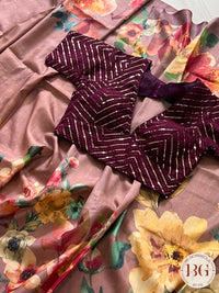 Tussar with floral digital prints saree color - purple