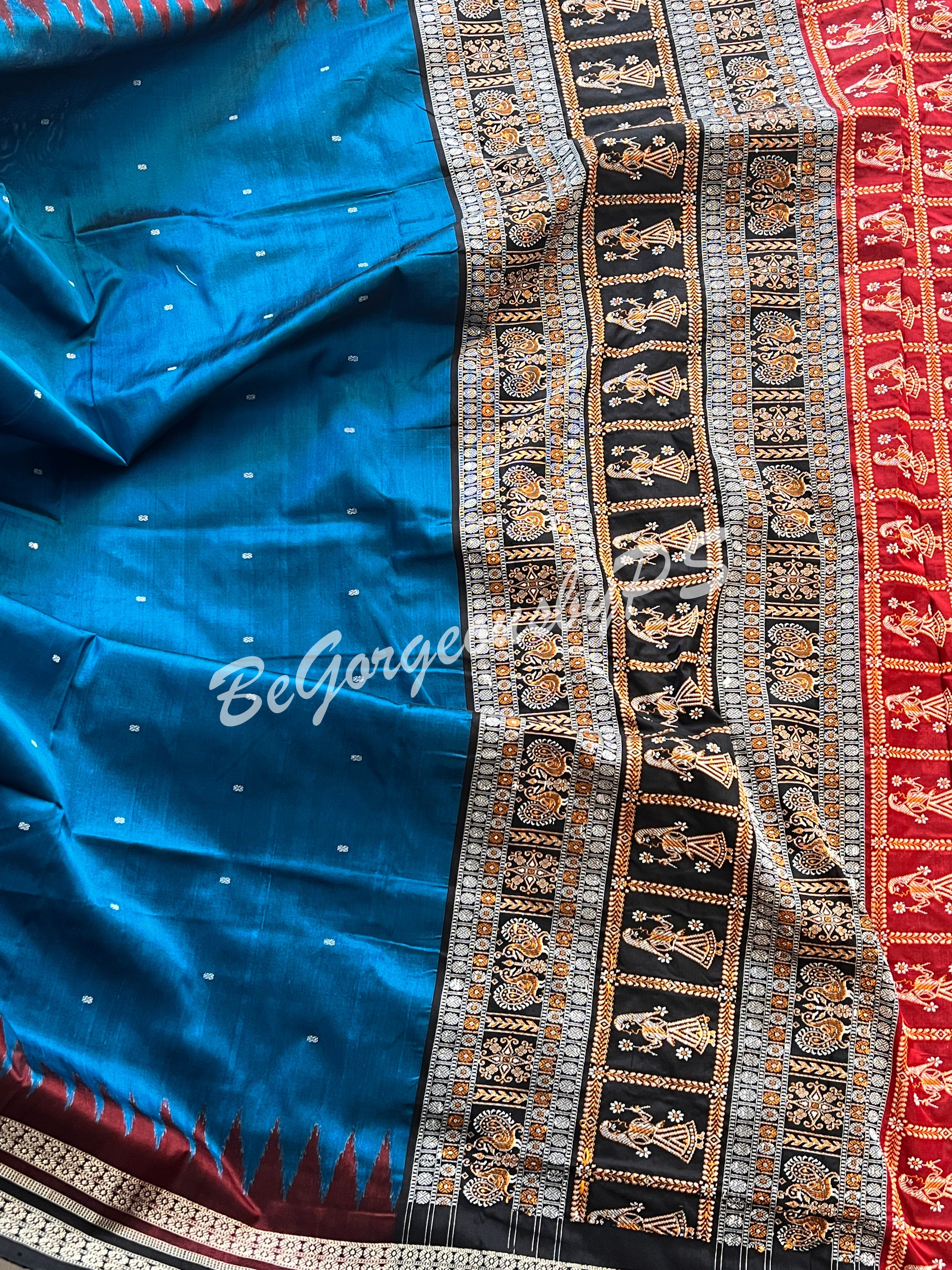 Plain Body Pallu Doll Silk blue