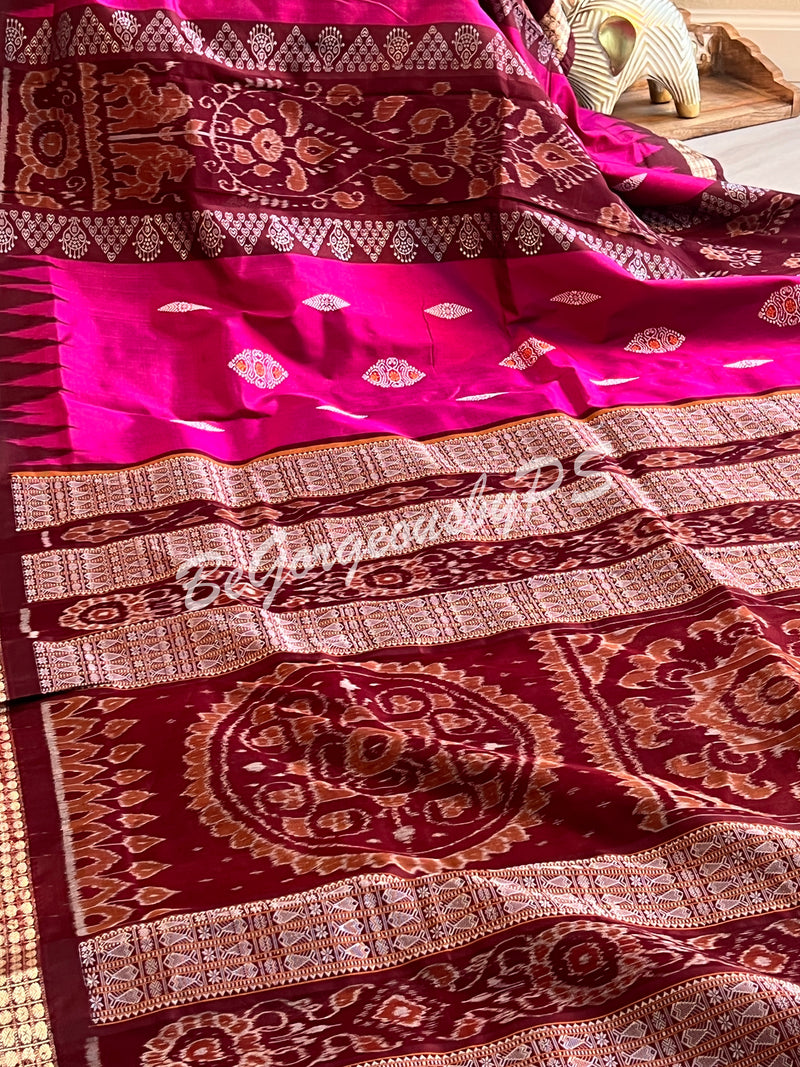 Lotus Bomkai with Flower Ikat Bandha Silk