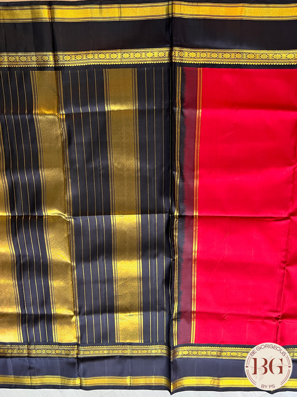 KANJEEVARAM PURE SILK KORWAI KANJEEVARAM RED BLACK SA-KAN-PUR-RE411