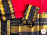 KANJEEVARAM PURE SILK KORWAI KANJEEVARAM RED BLACK SA-KAN-PUR-RE411