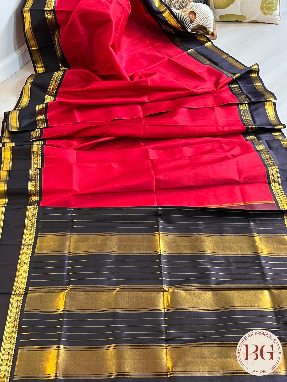 KANJEEVARAM PURE SILK KORWAI KANJEEVARAM RED BLACK SA-KAN-PUR-RE411