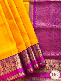 KANJEEVARAM PURE SILK KORWAI KANJEEVARAM YELLOW PINK SA-KAN-PUR-YE407