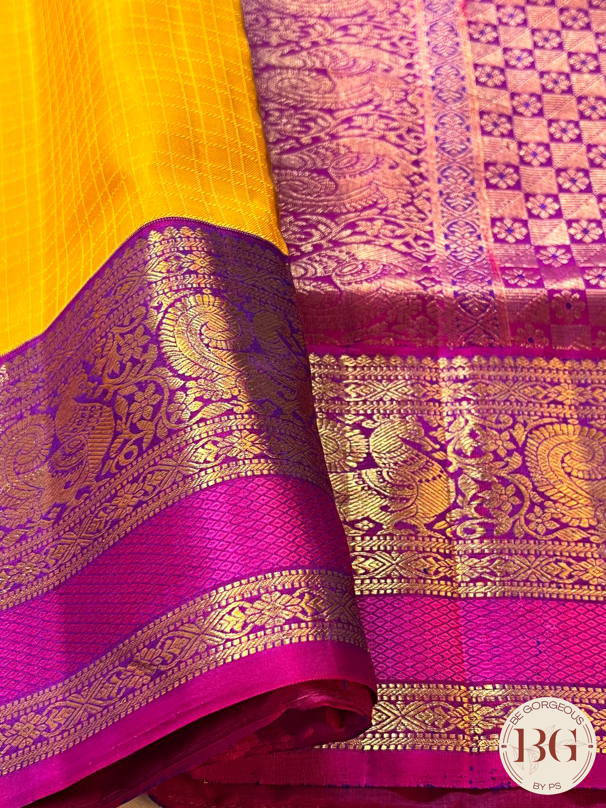 KANJEEVARAM PURE SILK KORWAI KANJEEVARAM YELLOW PINK SA-KAN-PUR-YE407