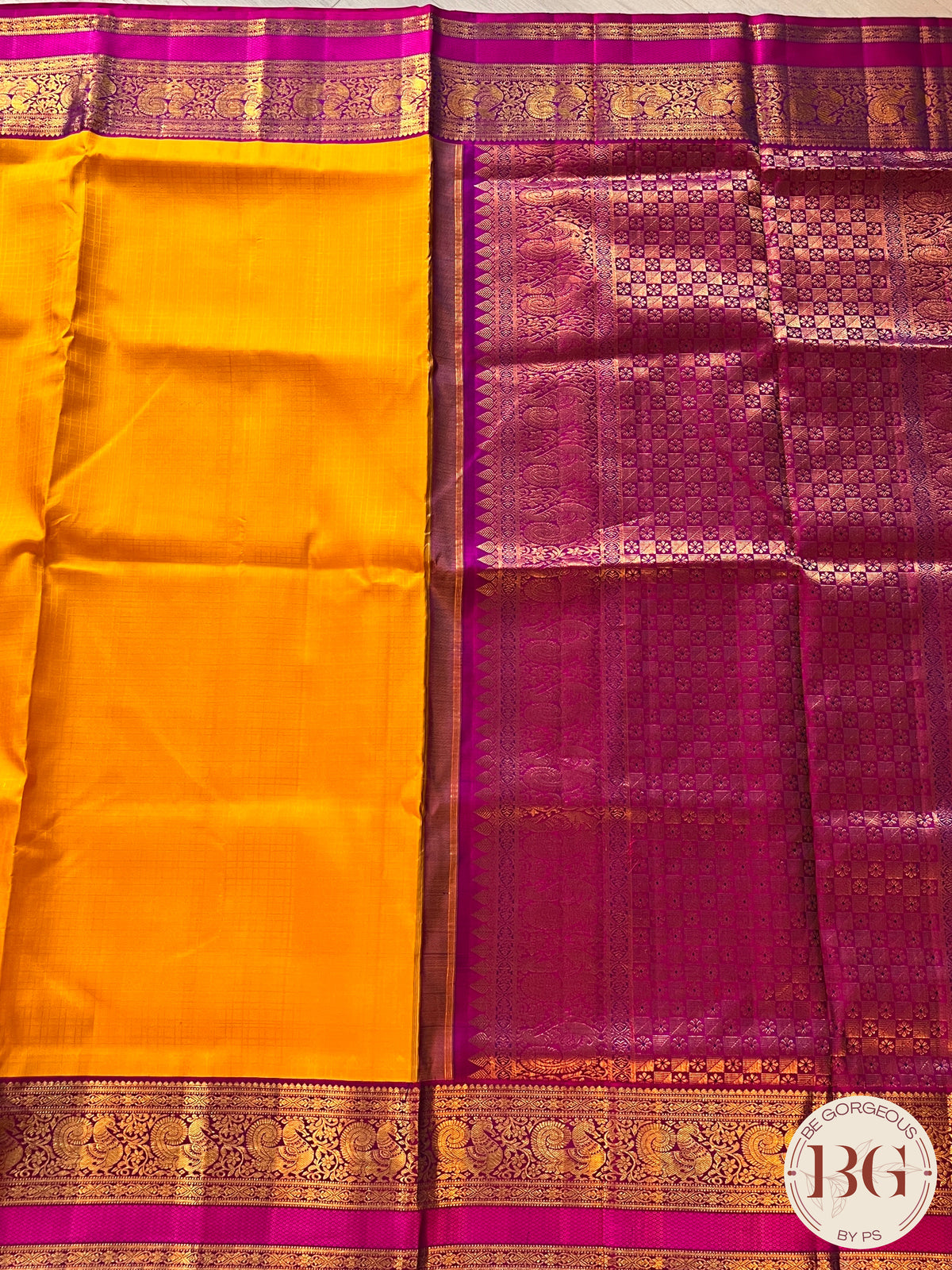 KANJEEVARAM PURE SILK KORWAI KANJEEVARAM YELLOW PINK SA-KAN-PUR-YE407