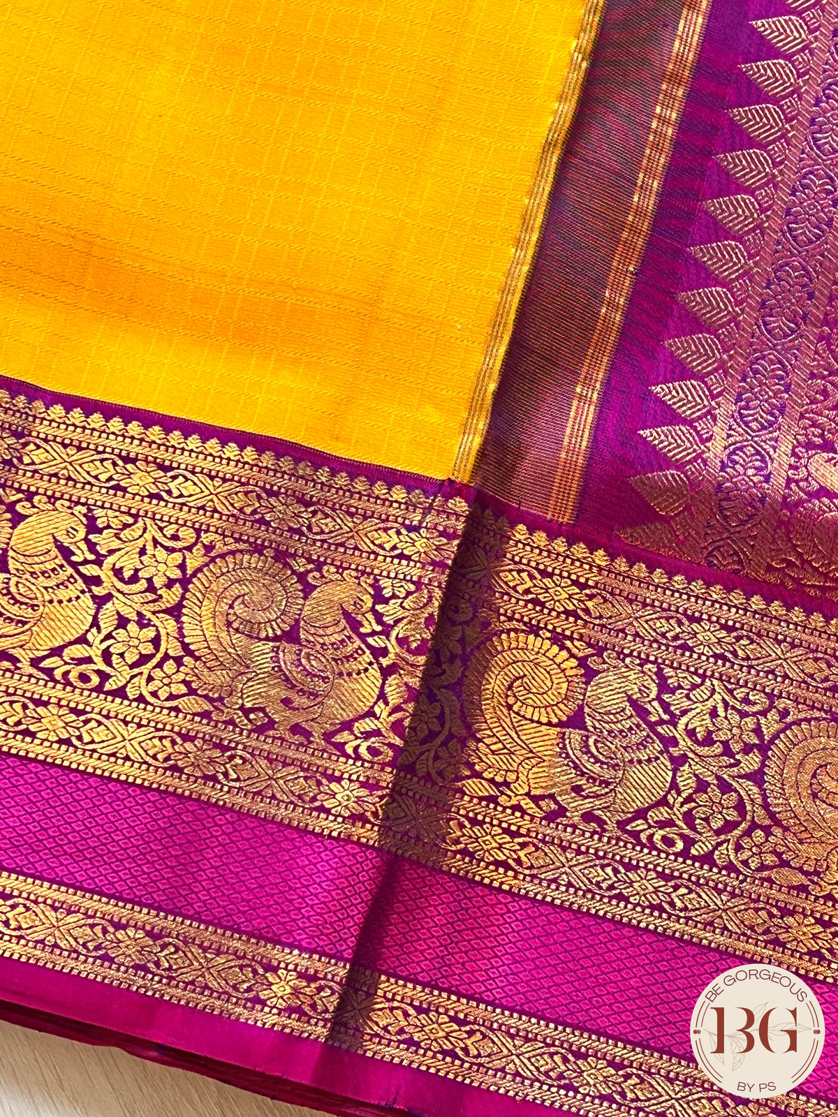 KANJEEVARAM PURE SILK KORWAI KANJEEVARAM YELLOW PINK SA-KAN-PUR-YE407