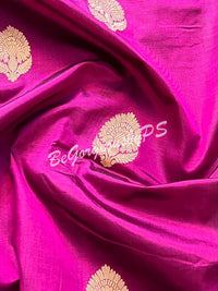Banarasi Katan Silk silkmark certified with stitched blouse - purple blue
