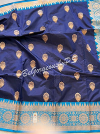 Banarasi Katan Silk silkmark certified with stitched blouse - blue blue