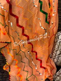 Mirror phulkari peach