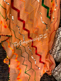 Mirror phulkari peach