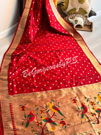 PAITHANI GOLD ZARI RED