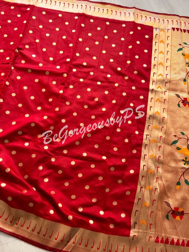 PAITHANI GOLD ZARI RED