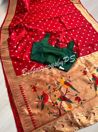 PAITHANI GOLD ZARI RED