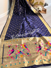 PAITHANI GOLD ZARI NAVY BLUE