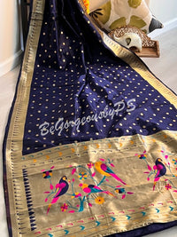 PAITHANI GOLD ZARI NAVY BLUE