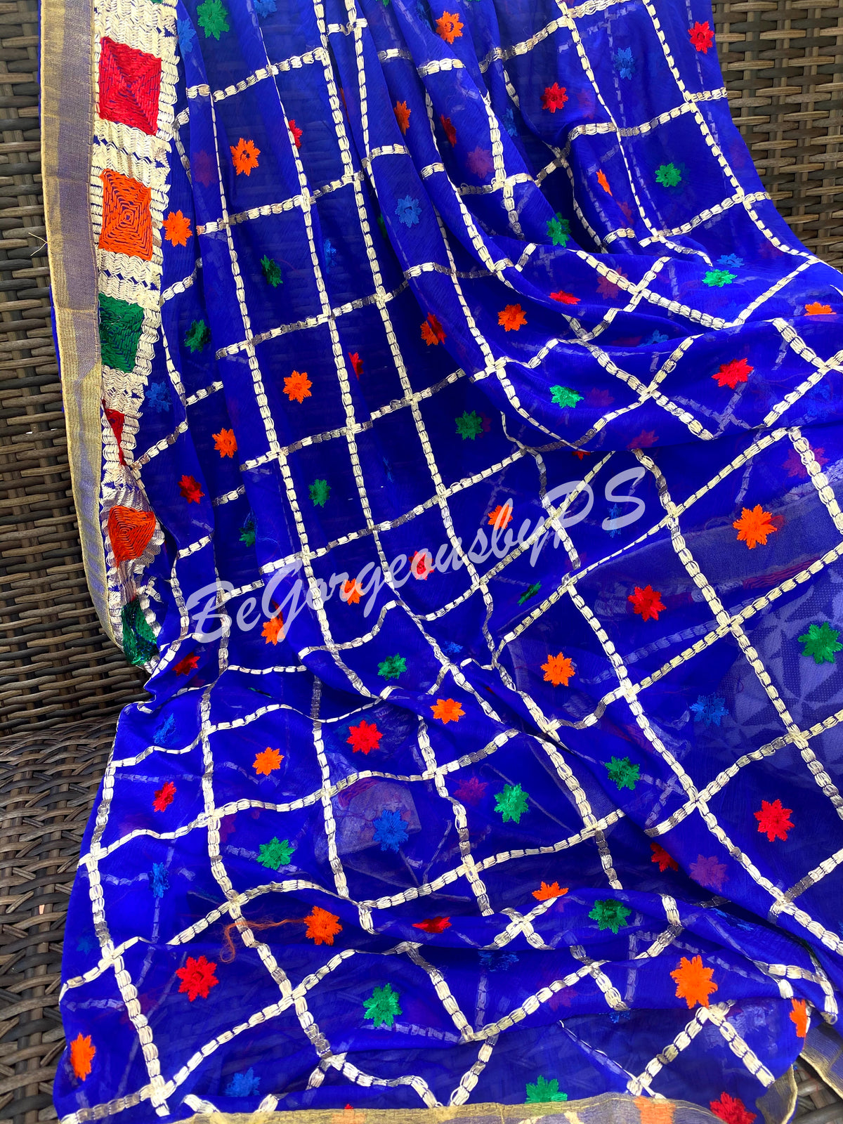 Phulkari Mini buti blue