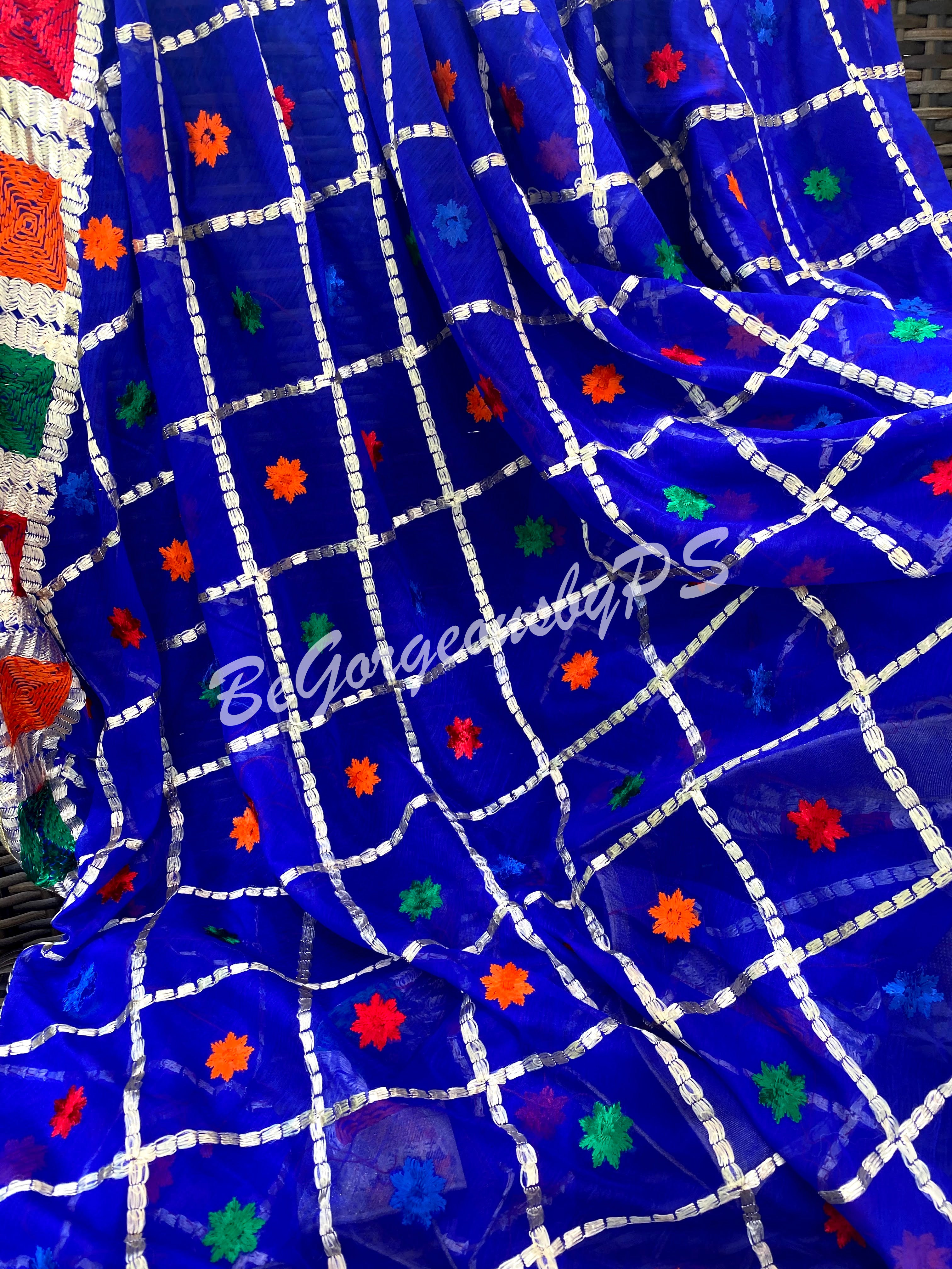 Phulkari Mini buti blue