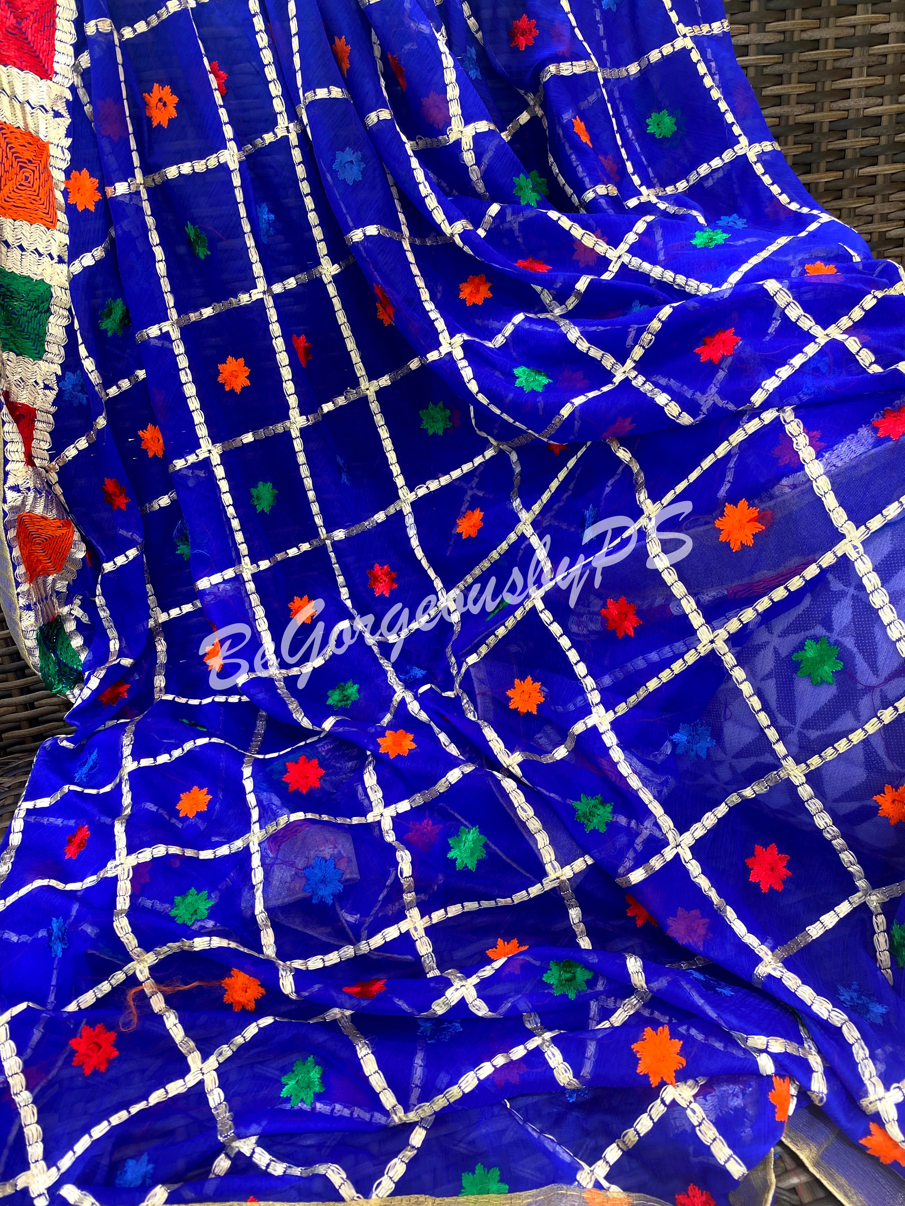 Phulkari Mini buti blue