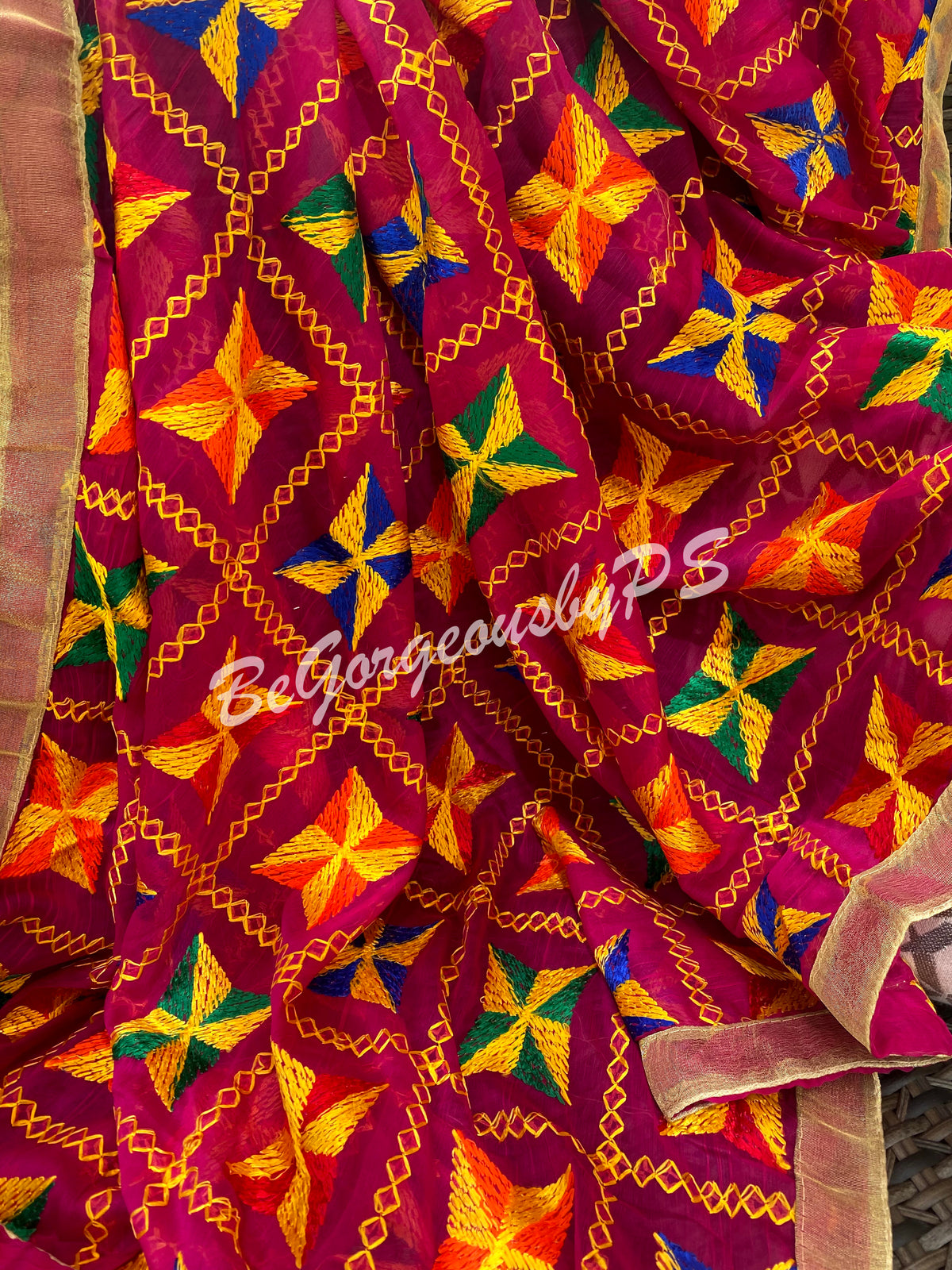 Pankha Phulkari Red