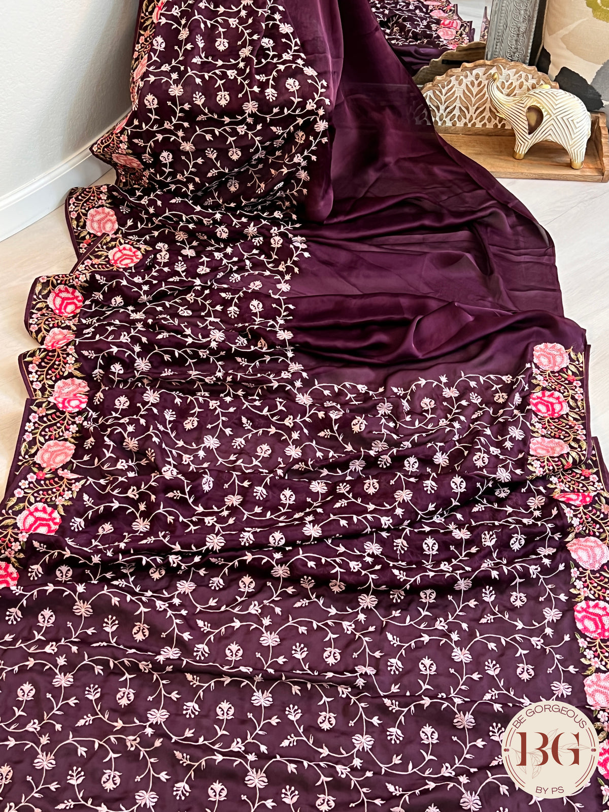 SATIN EMBROIDERY PURPLE SA-SAT-EMB-PU428