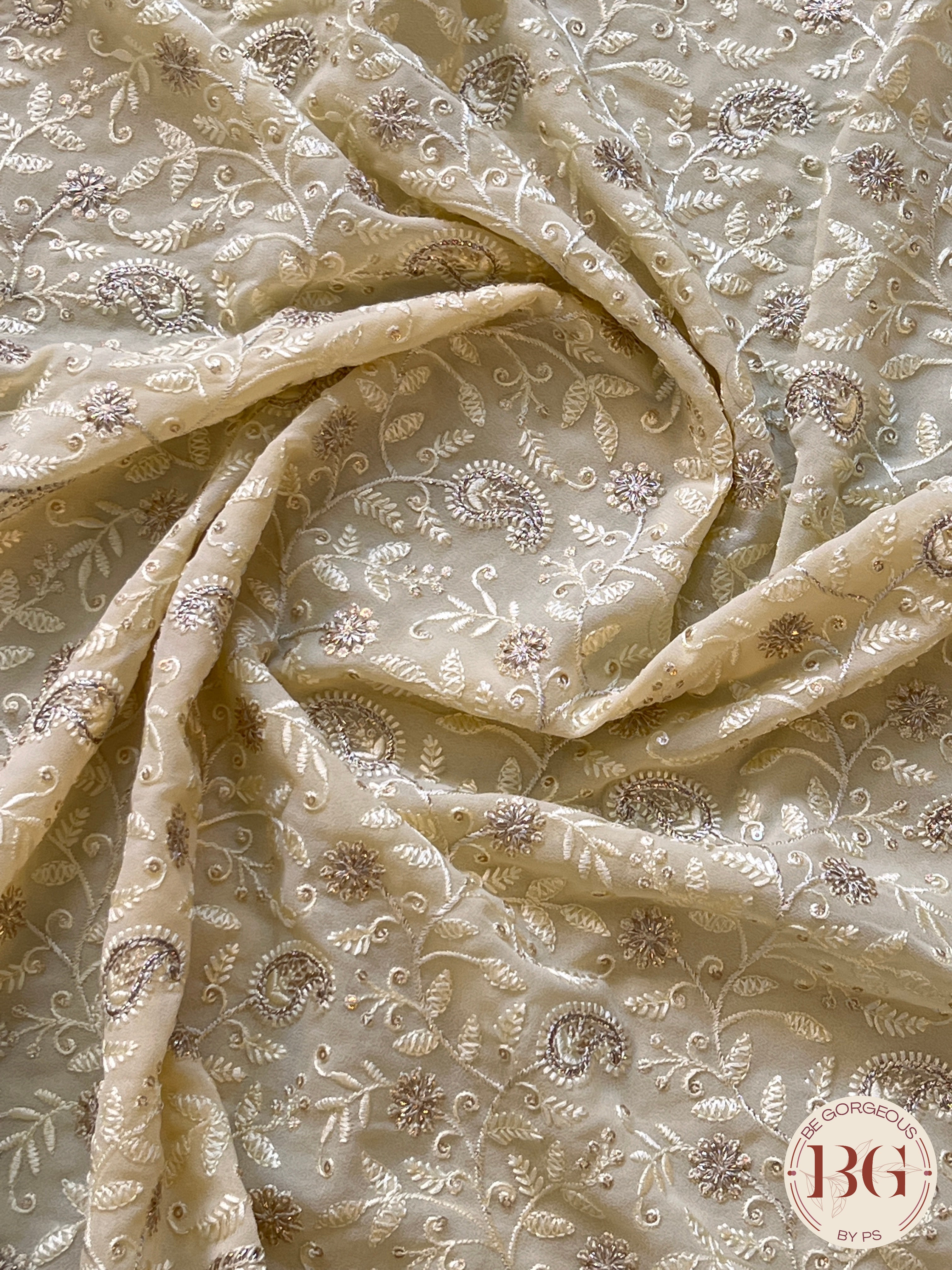 CHIKANKARI SEQUIN CREAM SA-CHI-SEQ-CR429