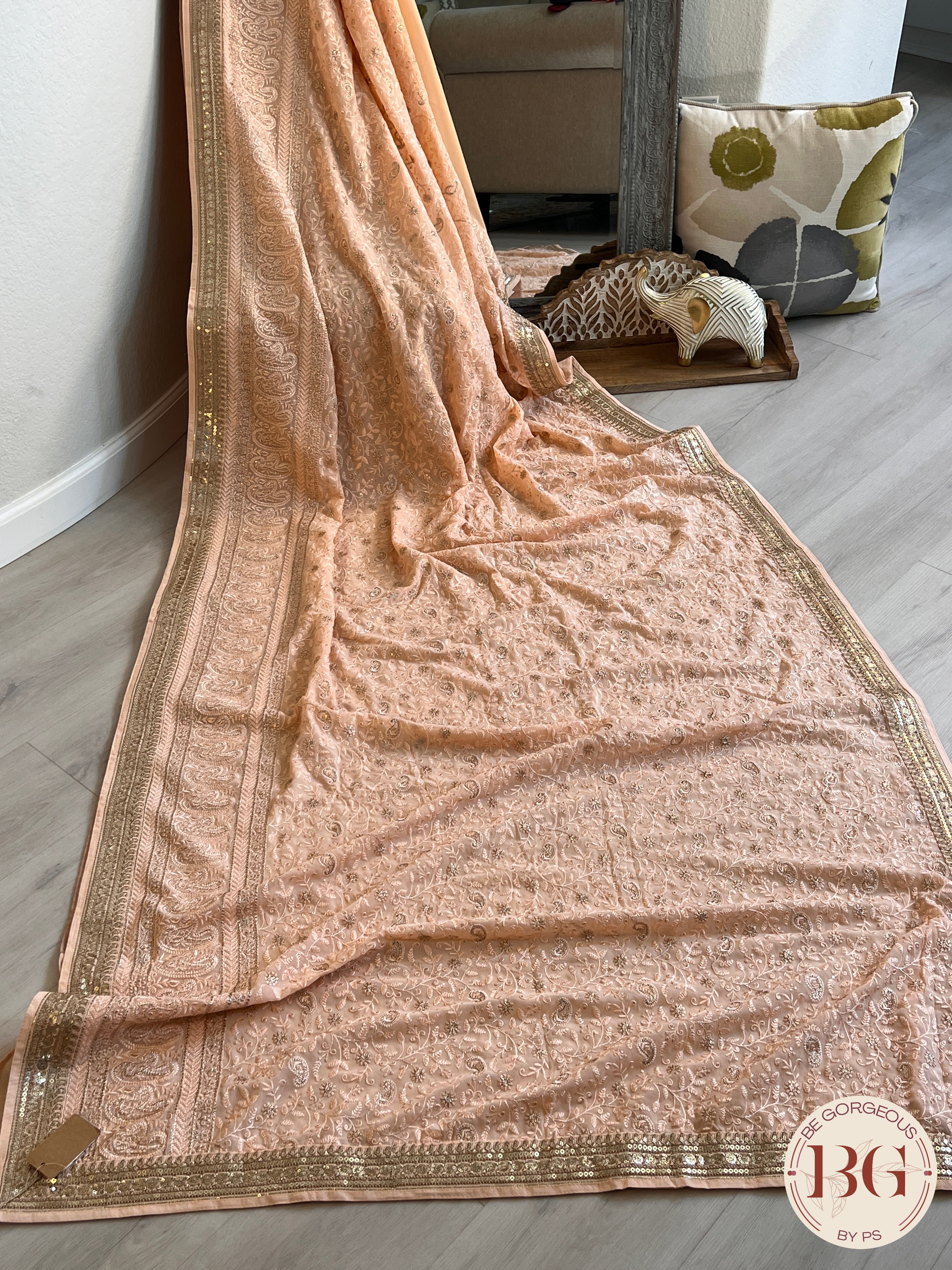 CHIKANKARI SEQUIN PEACH SA-CHI-SEQ-PE430