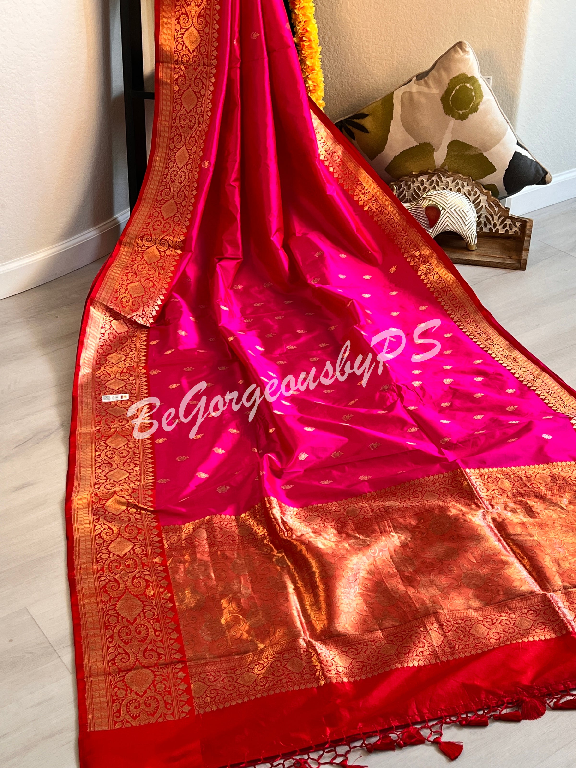 Buy Rameshwaram Fabrics Women's Banarasi Saree for Bride, Heavy Zari Work, Bridal  Shalu,Weight : 1.Kg (Navey_Blue_Red) at Amazon.in